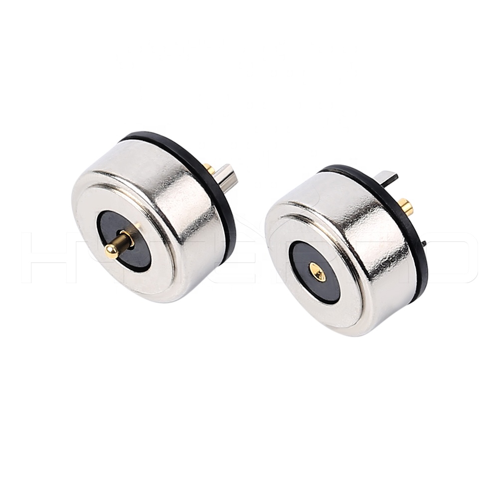 Circular 24v Charging 2 Pin Gold Plated Pogo Pin Magnetic Electronic Connector For Pcb